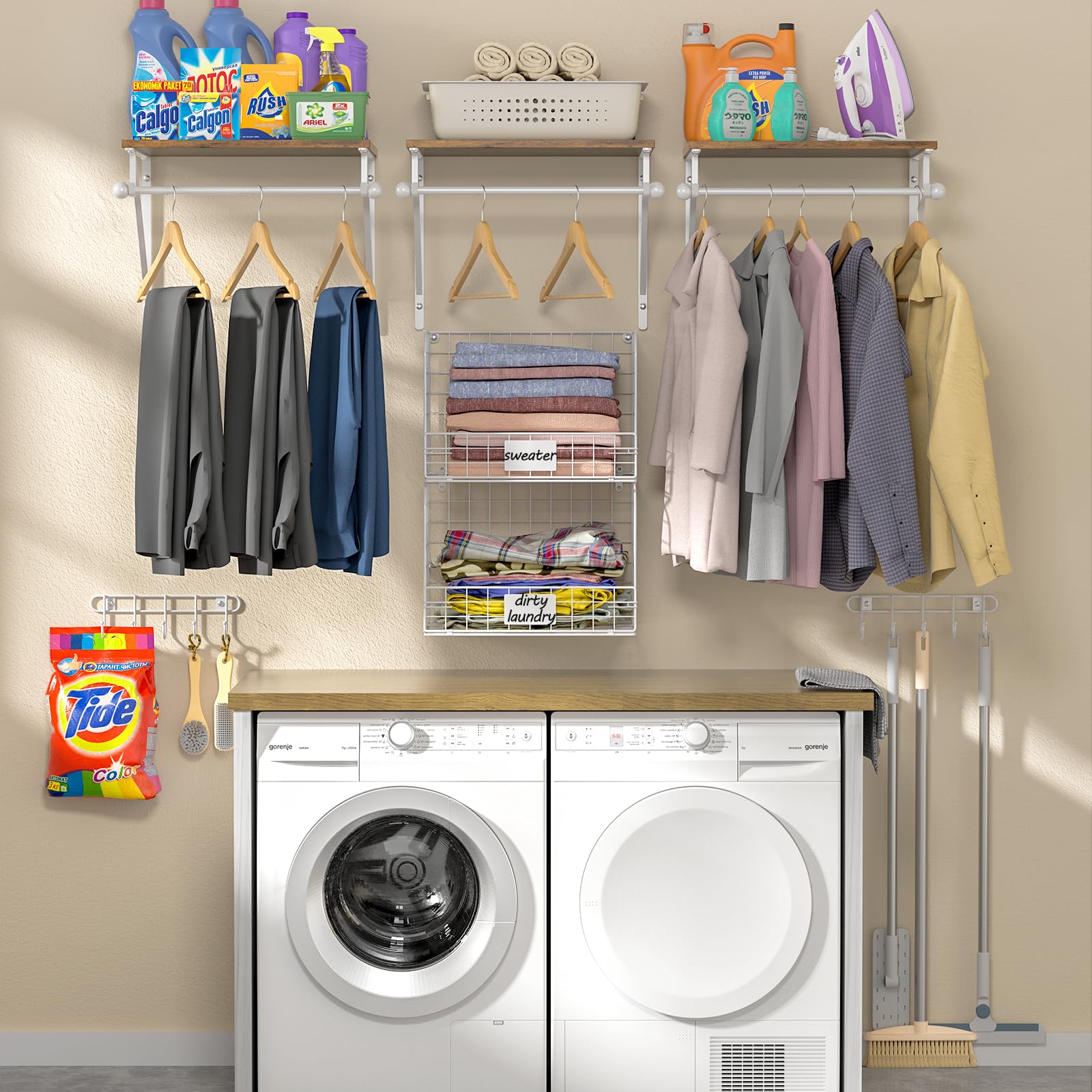 DAOUTIME white wood finish adds modern style to home storage.