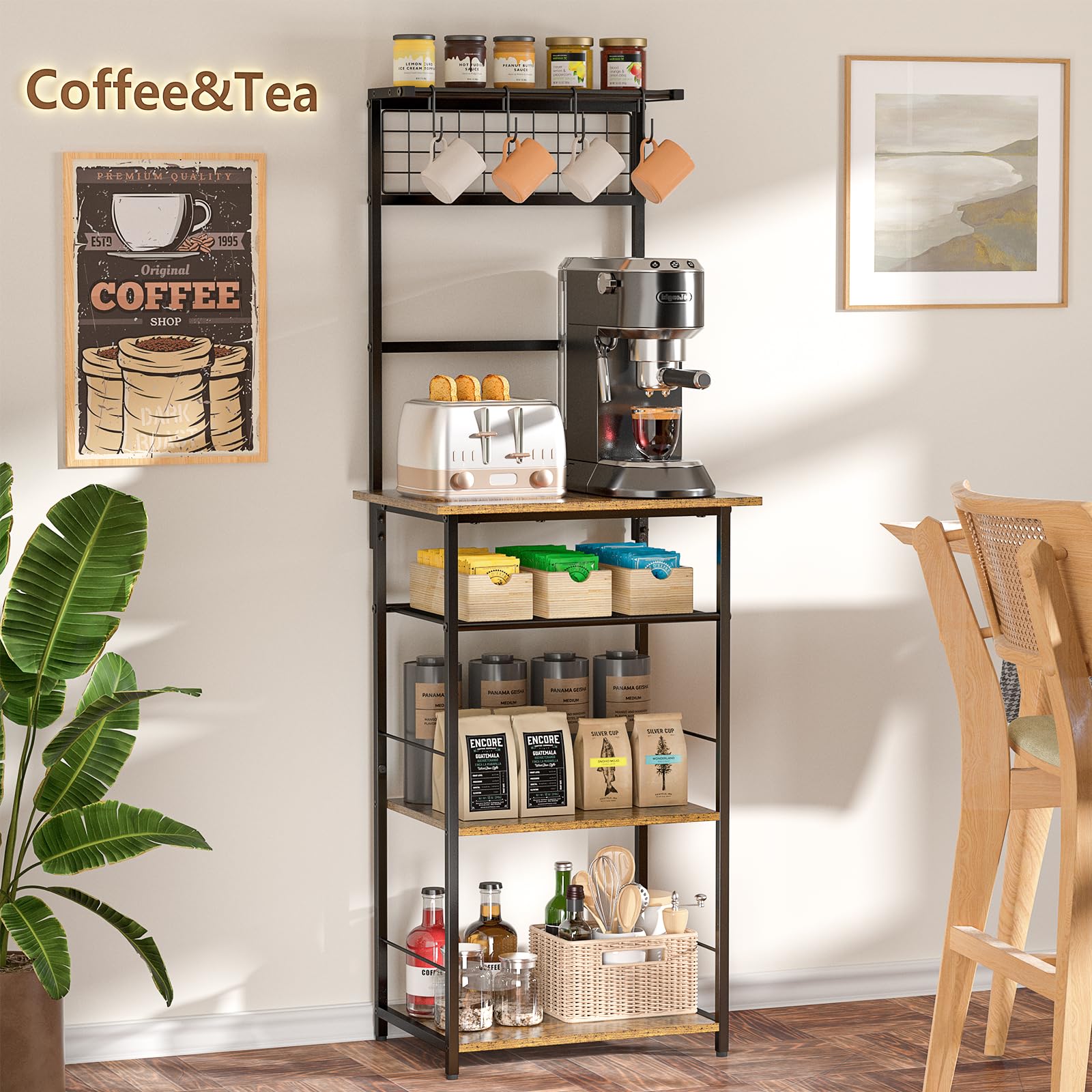 DAOUTIME multi-functional coffee rack in a living space
