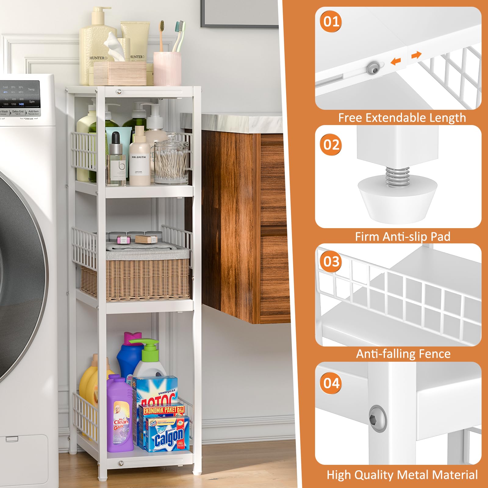 DAOUTIME open-frame shelves maintain visibility and accessibility in small spaces.