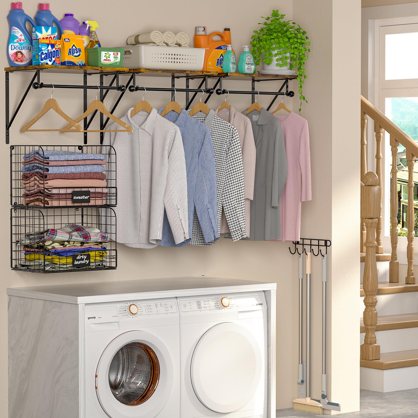 DAOUTIME rust-resistant wire baskets withstand humid laundry areas