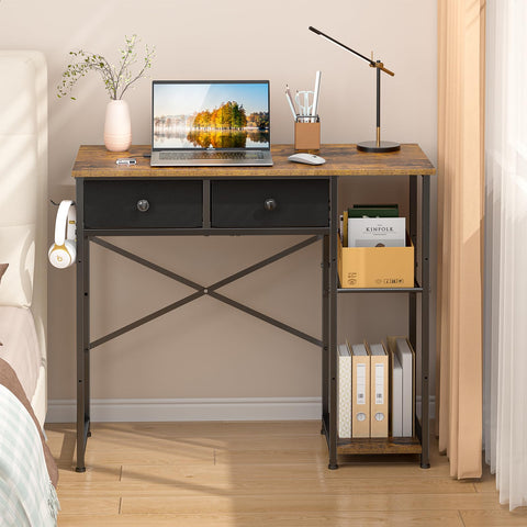 DAOUTIME small computer desk front view, ideal for compact home offices.