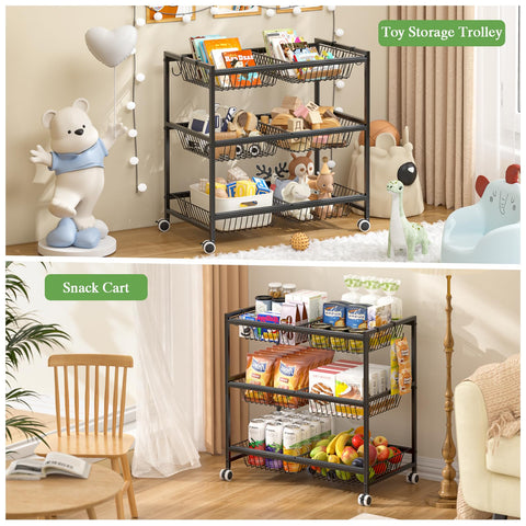 DAOUTIME rolling cart doubles as a living room snack station.