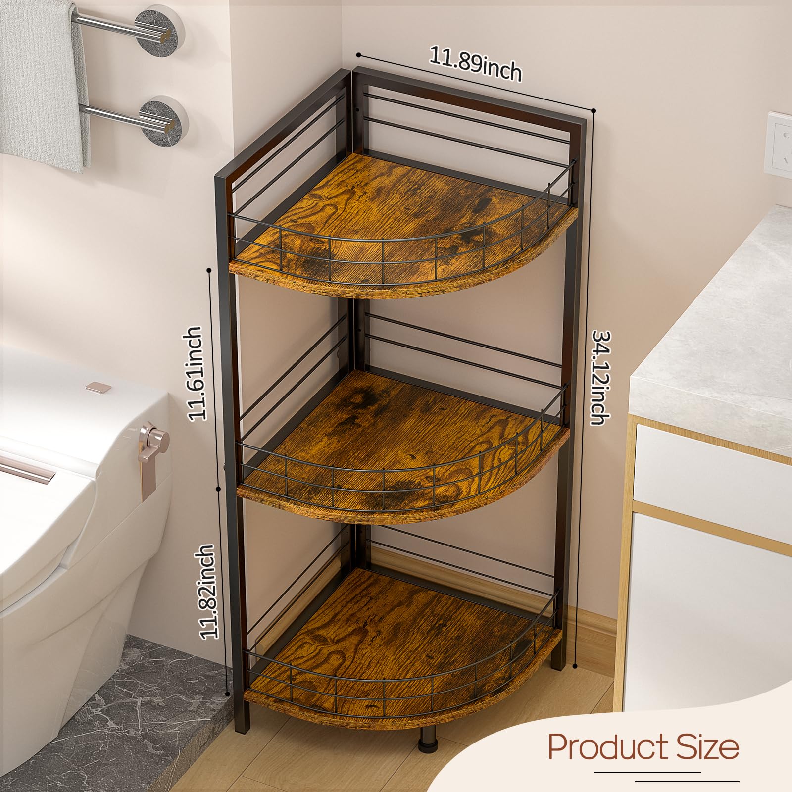 DAOUTIME modern corner shelf enhances any room while organizing items.