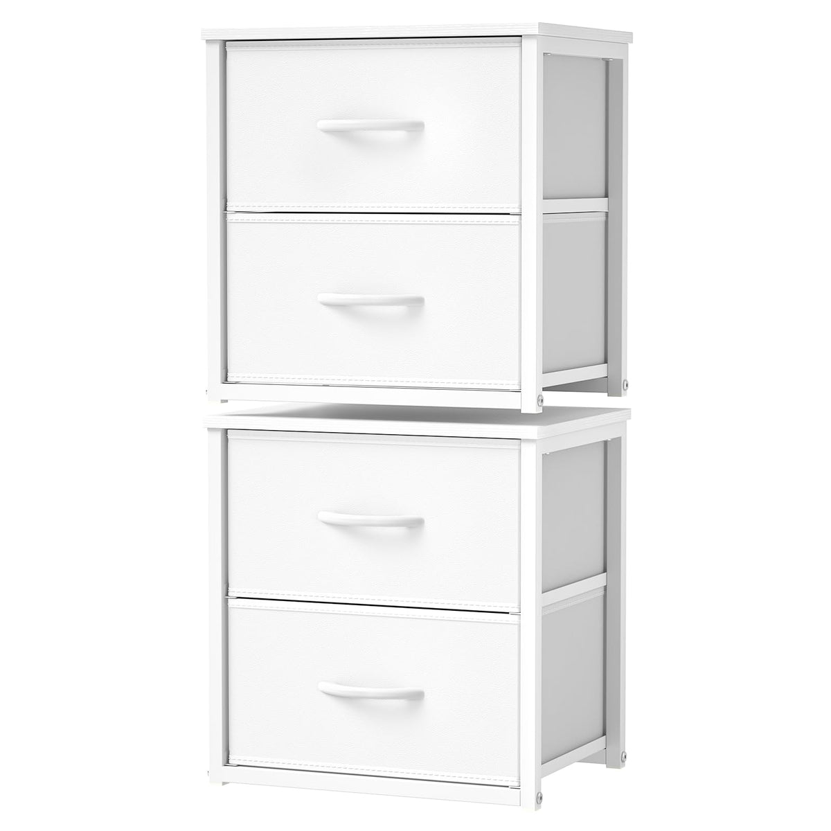 DAOUTIME stackable four-drawer unit with wooden top for compact closet organization.