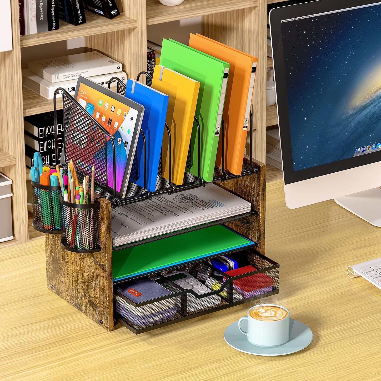 DAOUTIME vertical file holders sort papers for easy access.