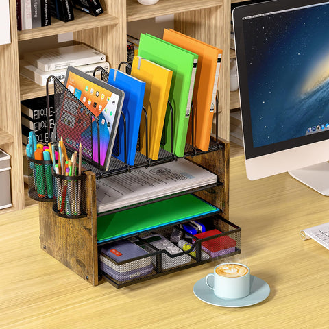 DAOUTIME vertical file holders sort papers for easy access.