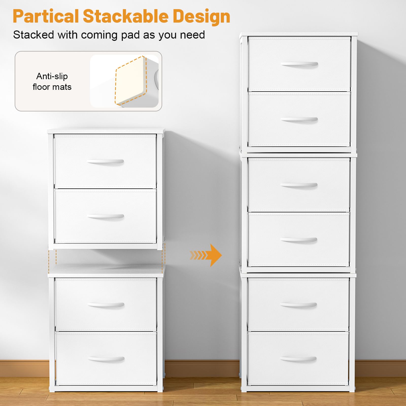 DAOUTIME white closet organizer front view for tidy bedroom storage.