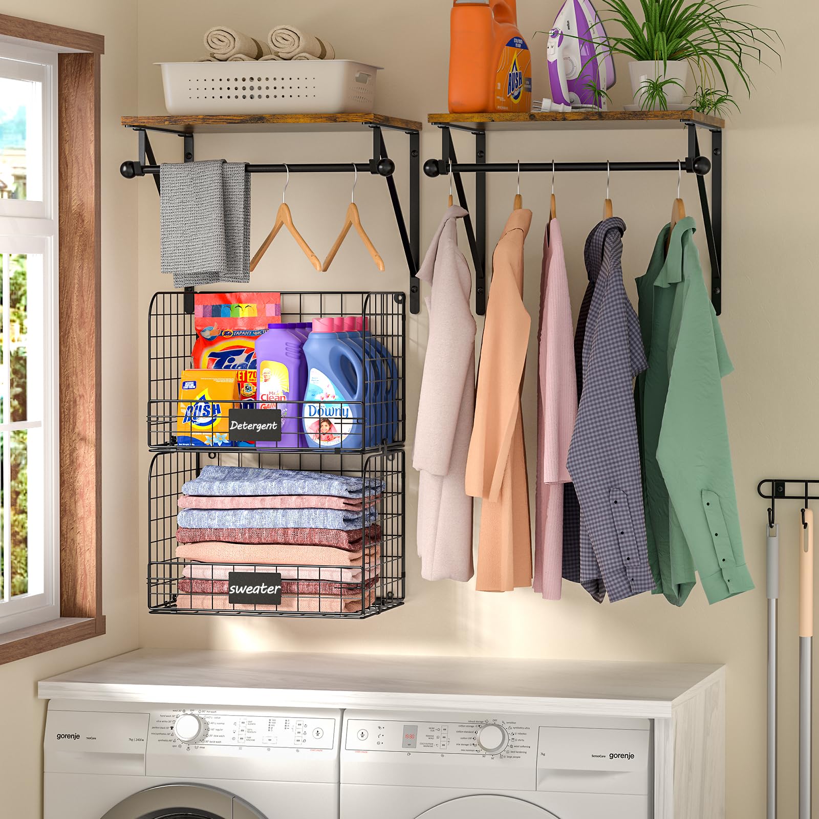 DAOUTIME wire baskets for laundry storage keep items tidy