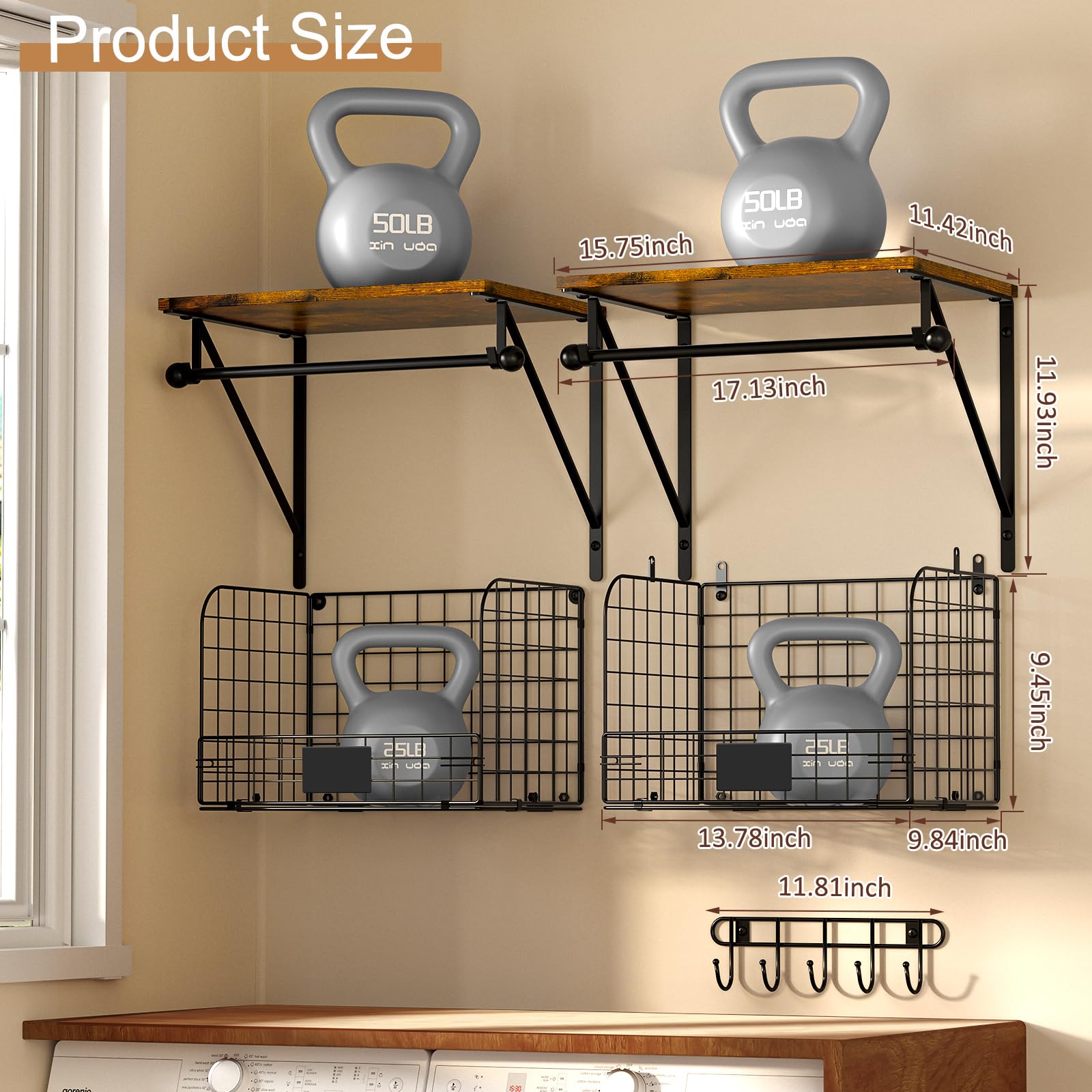 DAOUTIME wood and metal shelf design combines warmth and durability