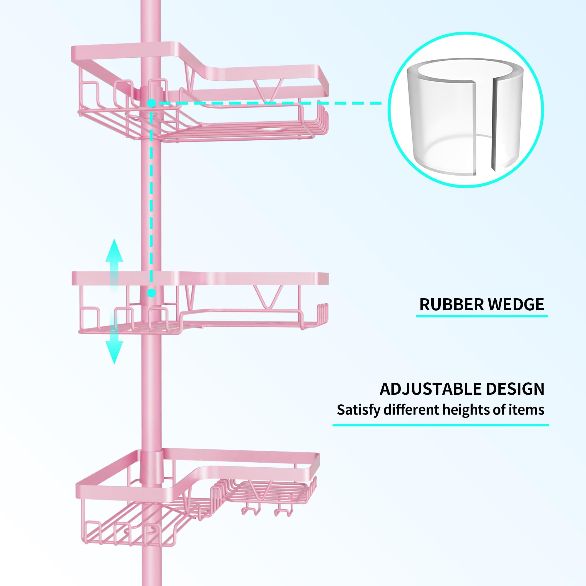 DAOYA adjustable 4-tier shelves accommodate tall bottles like shampoo