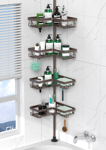 DAOYA corner shower caddy installed in a tight corner saves space