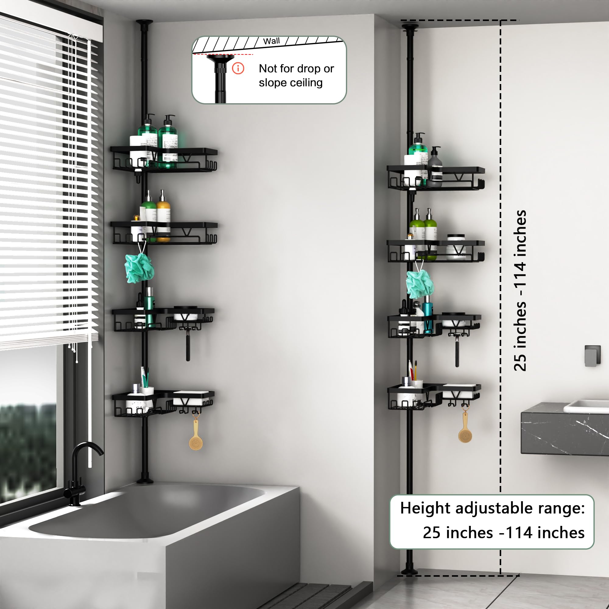 DAOYA 4-tier shelf design maximizes corner storage in bathrooms.