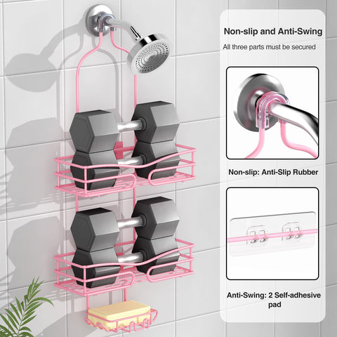 DAOYA pink 3-tier design accommodates shampoo and conditioner bottles