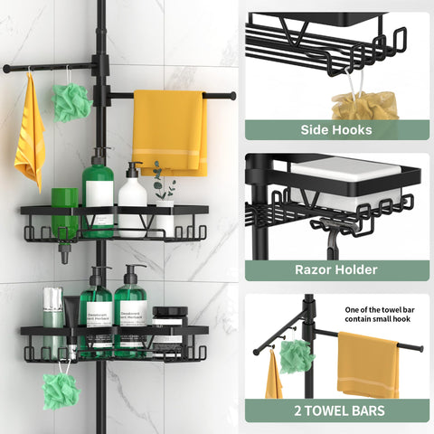 DAOYA removable baskets and two towel bars maximize vertical bath storage.