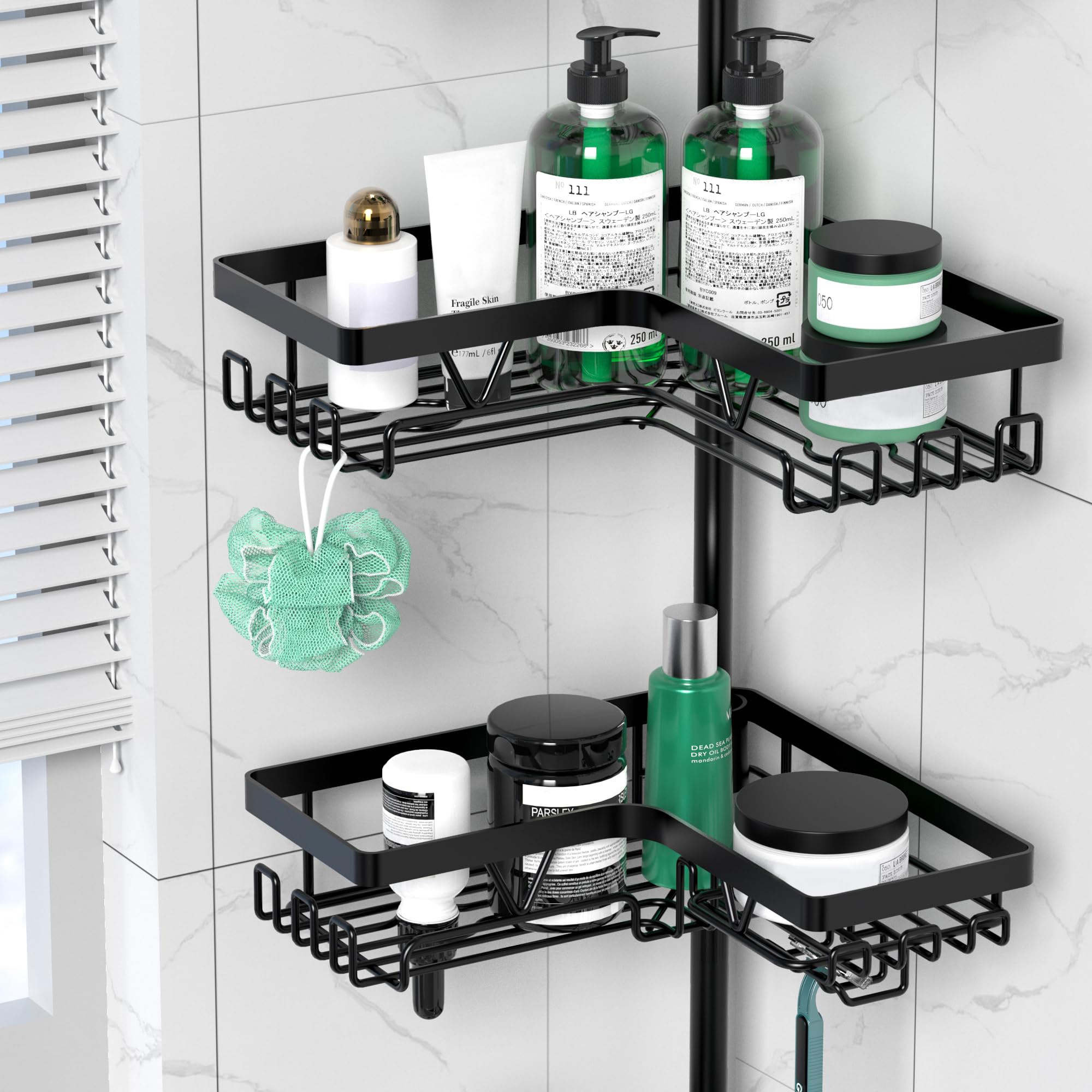 DAOYA soap trays and razor slots keep shower essentials organized.
