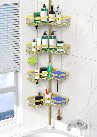DAOYA shower caddy tension pole installation demonstrating easy no-drill setup