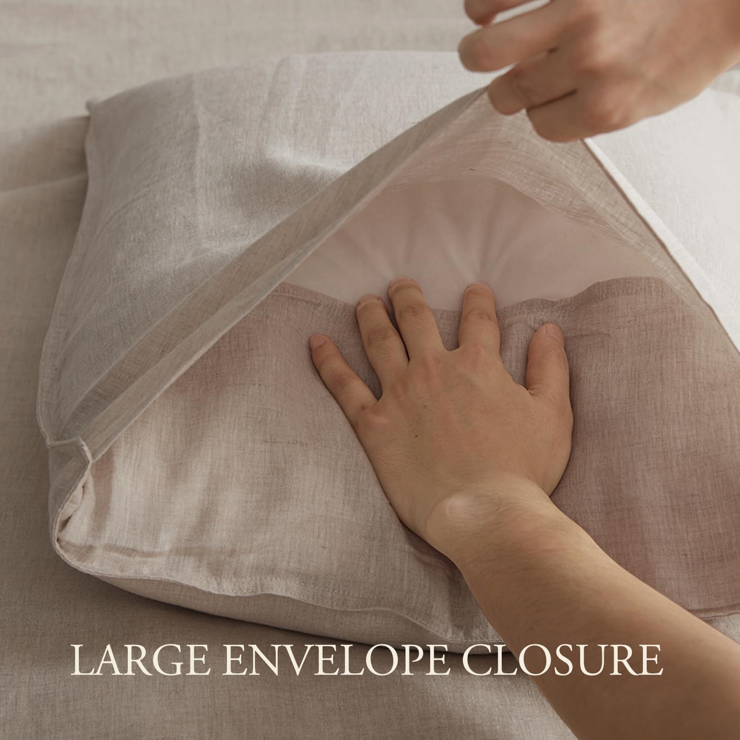 DAPU linen bedding care shot demonstrates softness increasing with washing