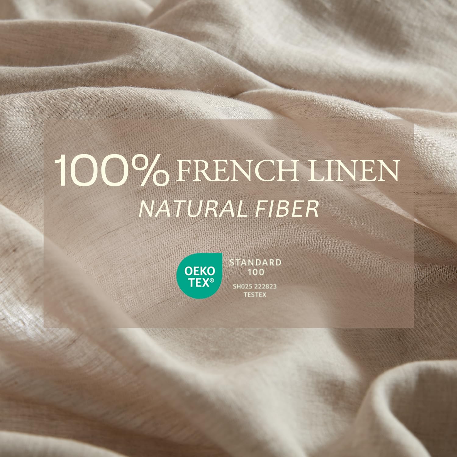 DAPU linen fitted sheet on mattress showing 360° elastic and deep pocket fit.