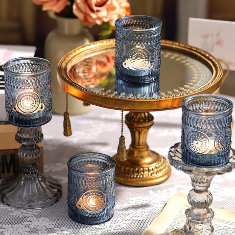 DARJEN blue candle holder versatile decor accents for home or café.