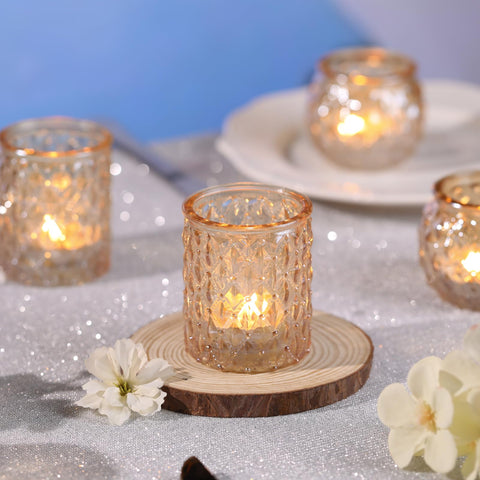 DARJEN unique diamond texture glass votives add subtle elegance.