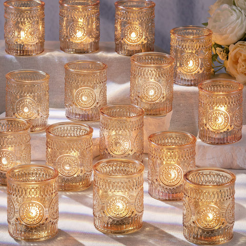 DARJEN gold votive candle holders, 36-pack, ideal for elegant wedding centerpieces.