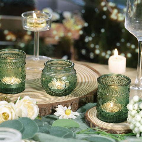 DARJEN sunflower embossed votive adds vintage charm to events.