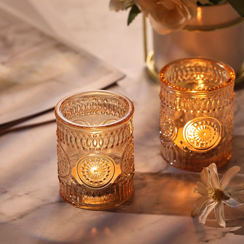 DARJEN vintage sunflower embossed holders bring nostalgic texture to celebrations.