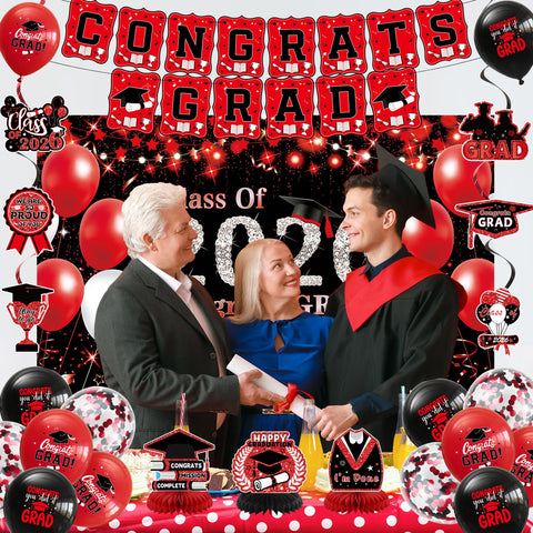 DARUNAXY CONGRAT GRAD glitter banner adds sparkle to the party backdrop.