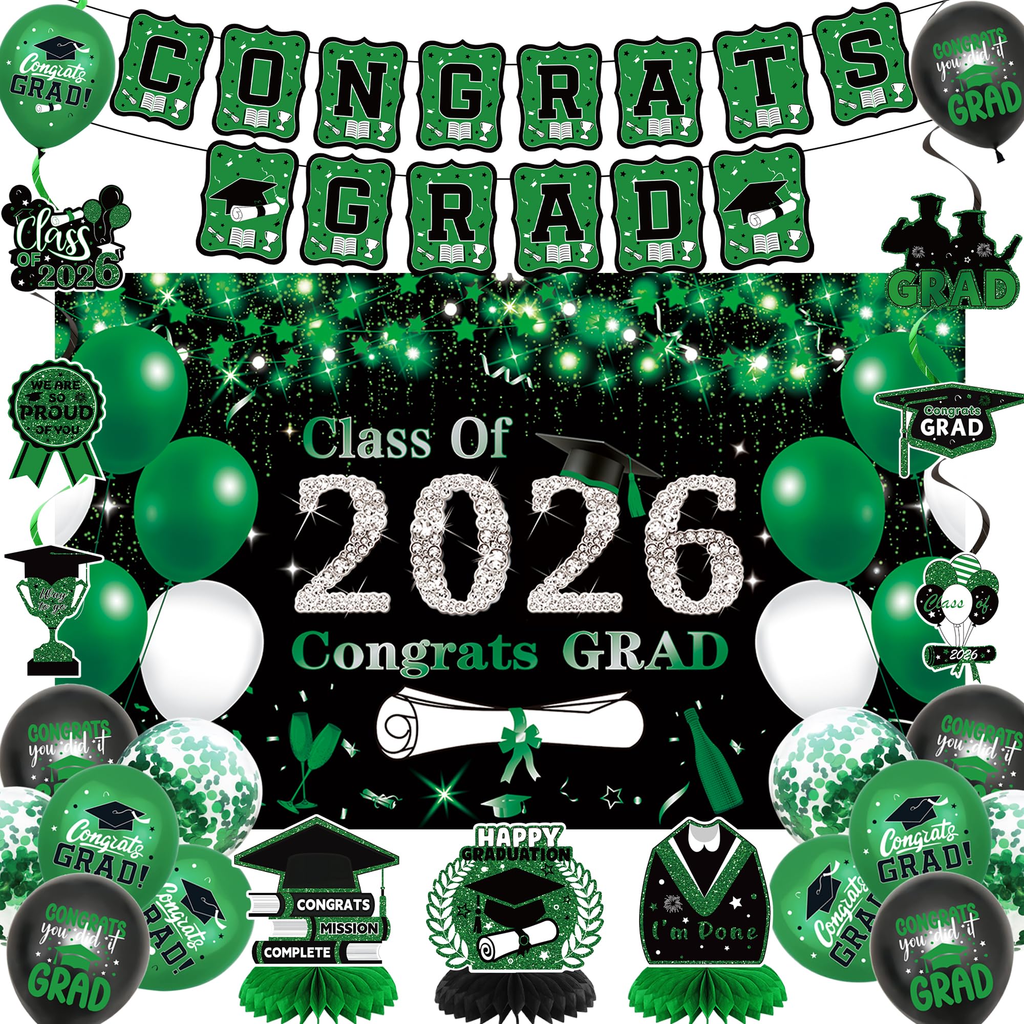 DARUNAXY green Class of 2026 banner used as a photo backdrop for graduation celebrations.