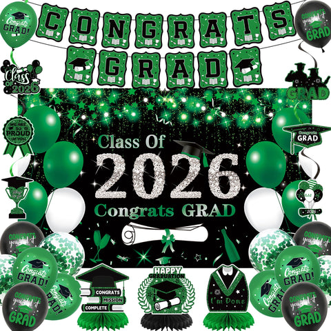 DARUNAXY green Class of 2026 banner used as a photo backdrop for graduation celebrations.