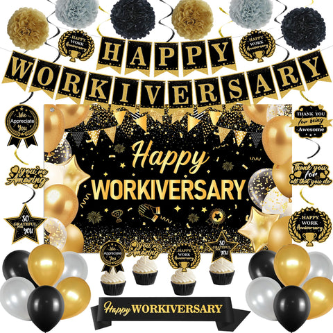 DARUNAXY Happy Workiversary backdrop for a photo-ready office celebration.