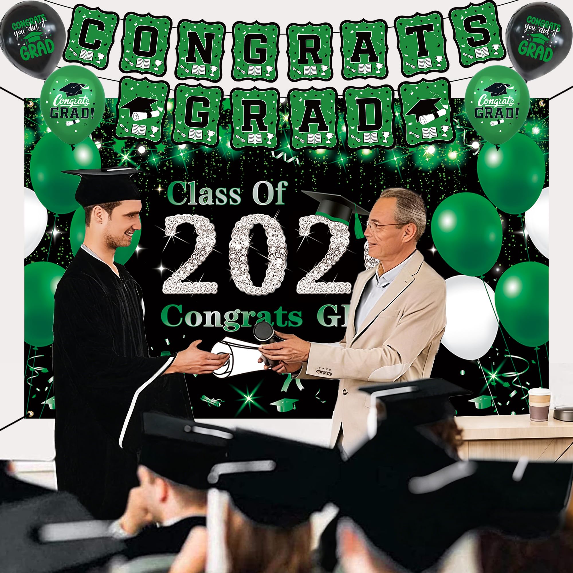 DARUNAXY honeycomb centerpiece Happy Graduation creates a 3D tabletop focal point.