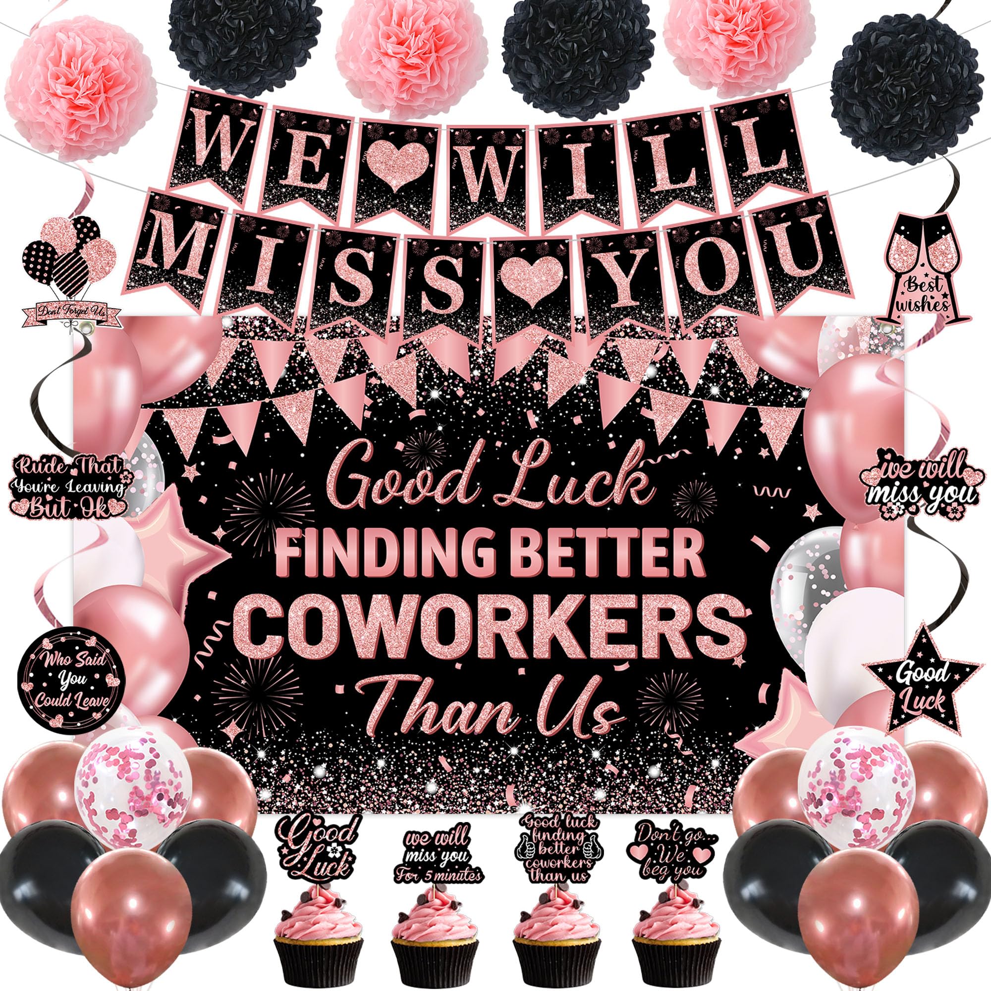 DARUNAXY rose gold coworker farewell banner for a festive, memorable backdrop.