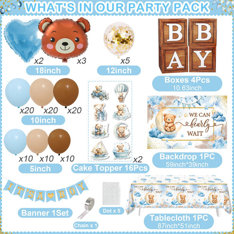 DataMoon teddy bear boho balloons kit adds playful ambiance to the shower