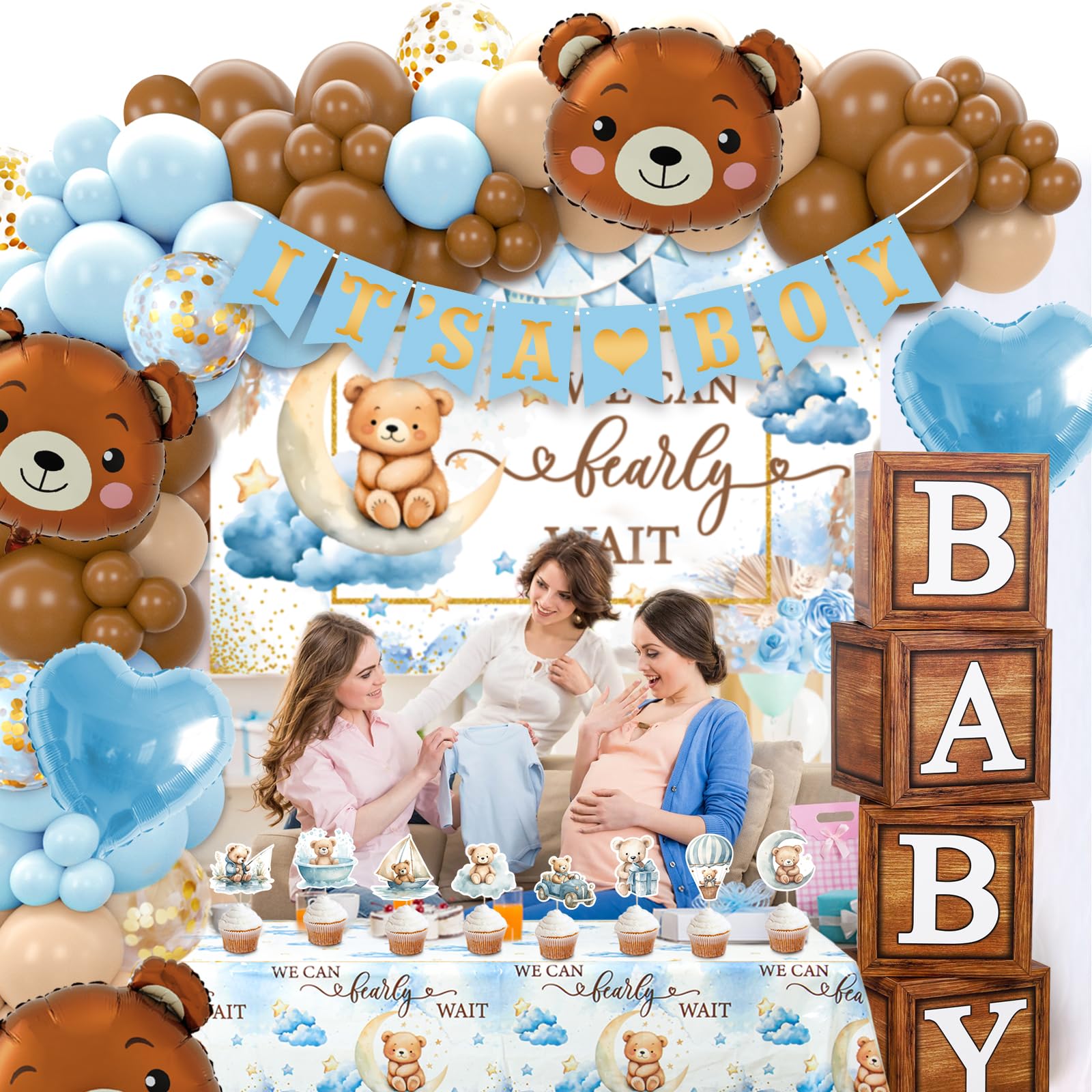 DataMoon We Can Bearly Wait tablecloth enhances cohesive party styling