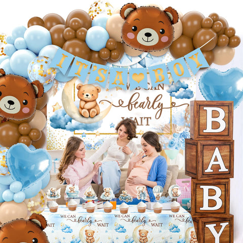 DataMoon We Can Bearly Wait tablecloth enhances cohesive party styling