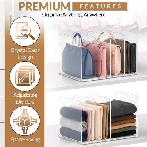 DAVIDOK purse divider base assembly keeps bags upright for easy access.