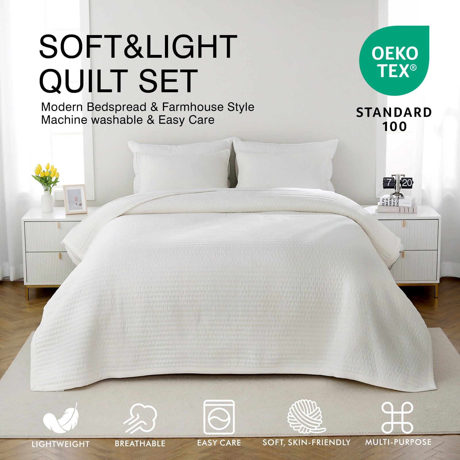DAWNDIOR Max Oversized quilt shams complete the coordinated bedding look.