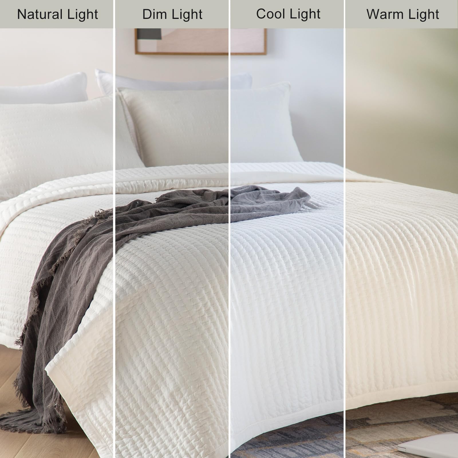 DAWNDIOR Nordic-inspired cream bedding creates a calm, stylish bedroom setup.
