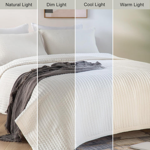 DAWNDIOR Nordic-inspired cream bedding creates a calm, stylish bedroom setup.