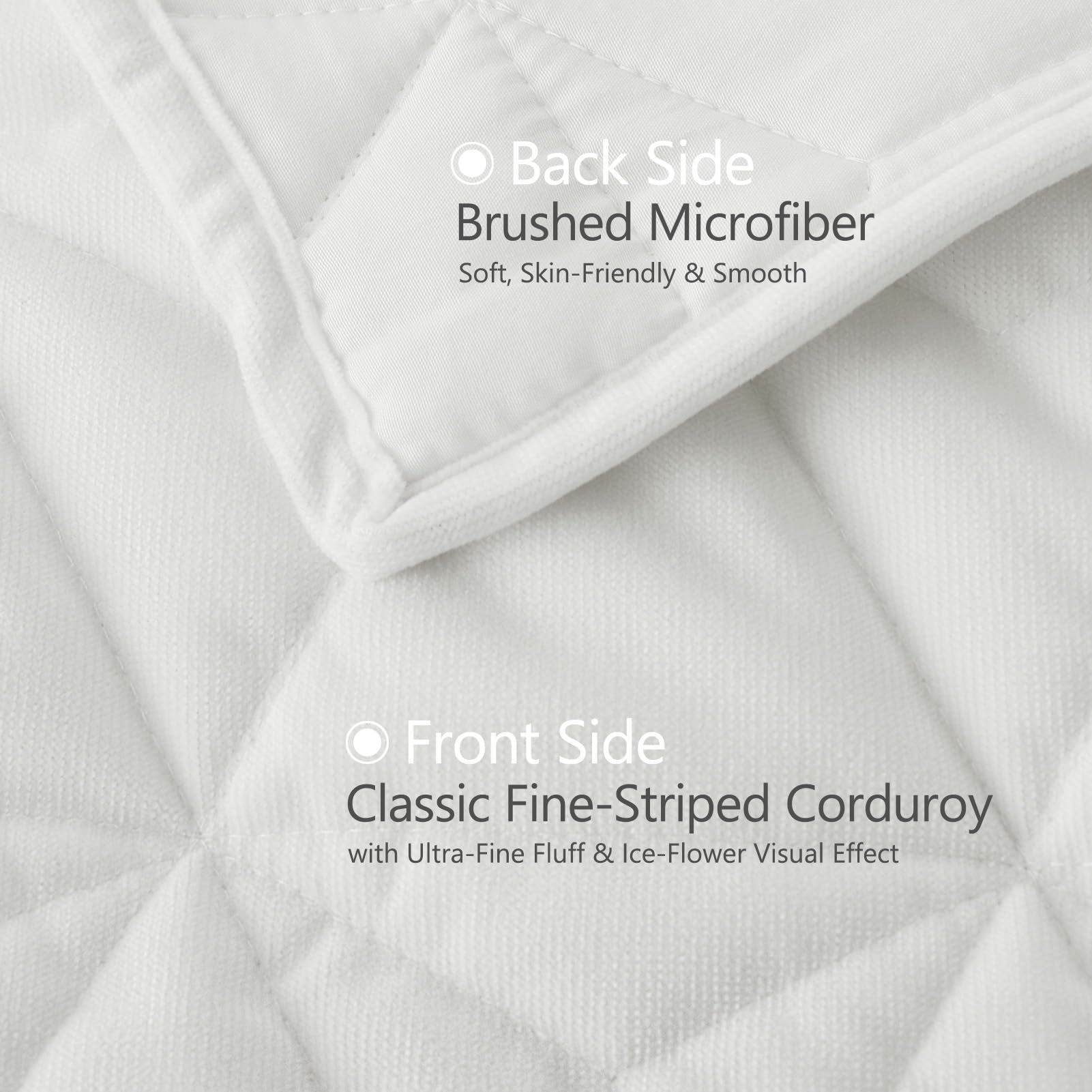 DAWNDIOR quilt back features soft microfiber for gentle skin-friendly comfort.
