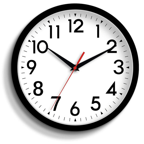DAXSMY 14-inch wall clock front view with large numbers for easy reading.