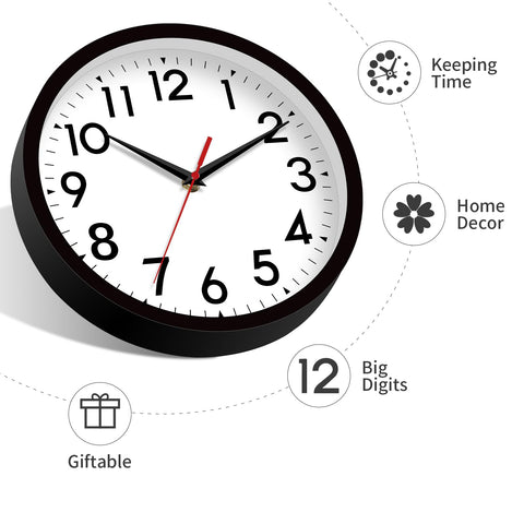 DAXSMY 14-inch wall clock suitable for kitchen and classroom settings.