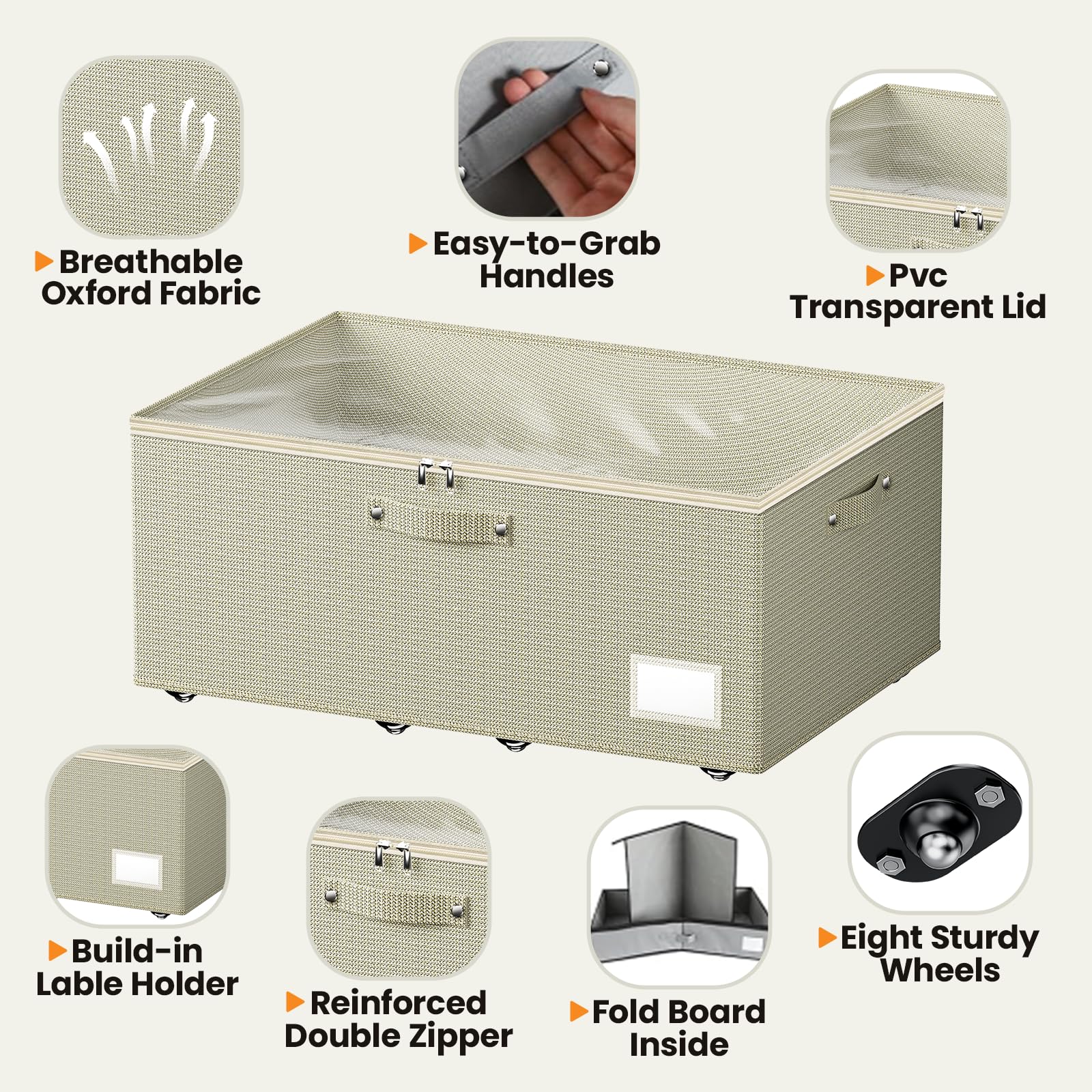 Dayacoco under-bed storage with 360° wheels glides smoothly across floors.