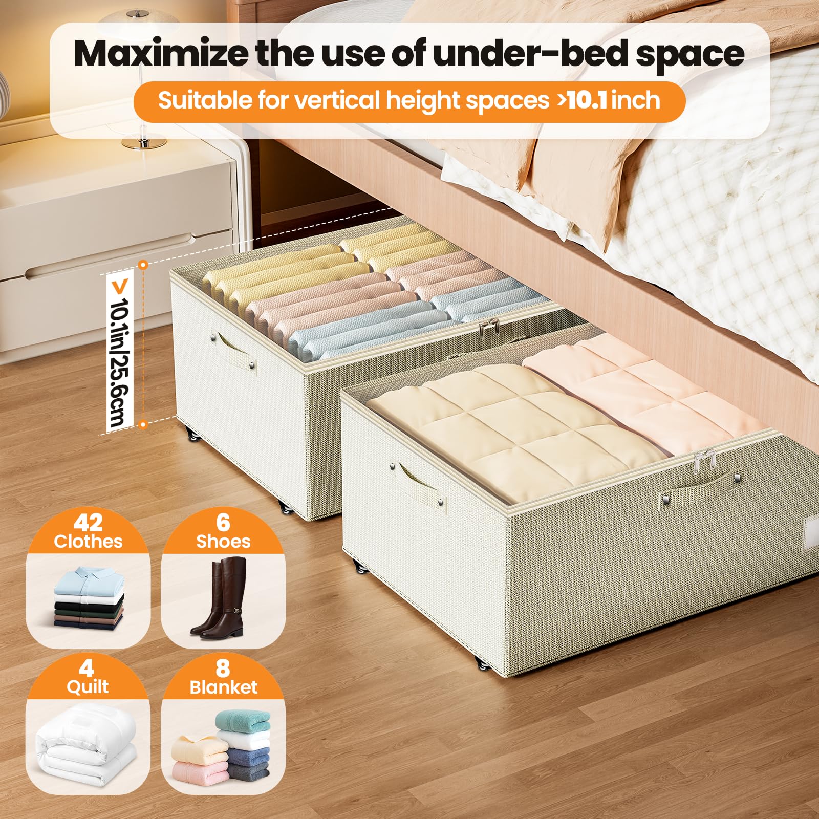 Dayacoco under-bed storage ideal for dorm rooms and small spaces.