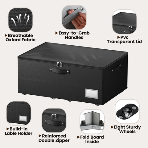 Dayacoco 360° wheels under-bed storage gliding on a bedroom floor