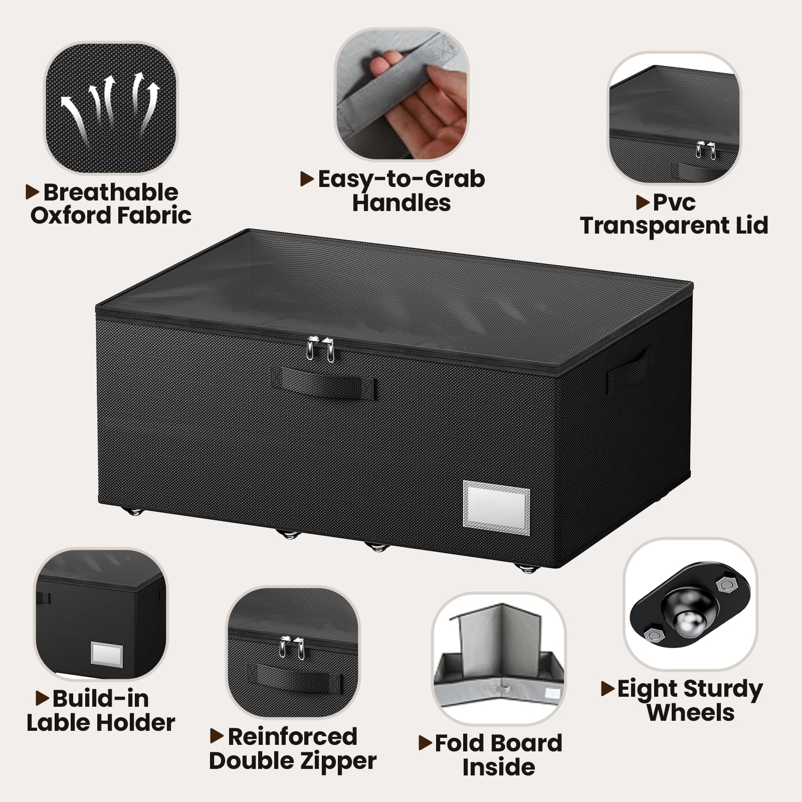 Dayacoco underbed storage with wheels 360-degree wheels enable smooth gliding.