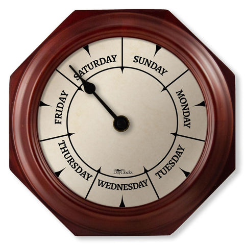 DayClocks Classic mahogany side view shows durable, traditional construction.