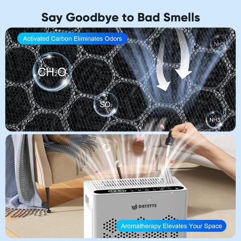 DAYETTE air purifier with built-in aromatherapy diffuser for personalized scents