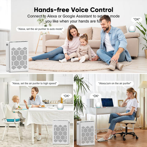 DAYETTE air purifier in bedroom setup with quiet operation